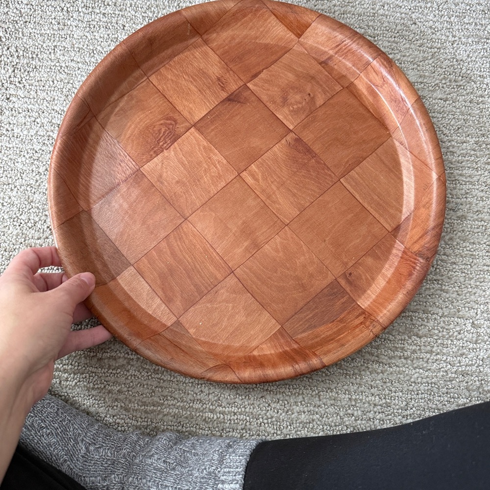 Wooden Checkerboard Pattern Tray
